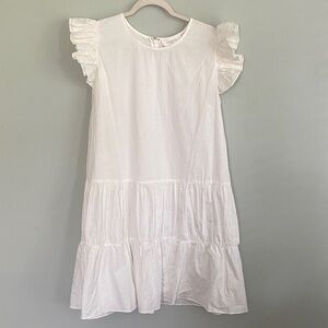 Tuckernuck Pomander Place Women’s white midi dress with ruffle sleeves size XXL